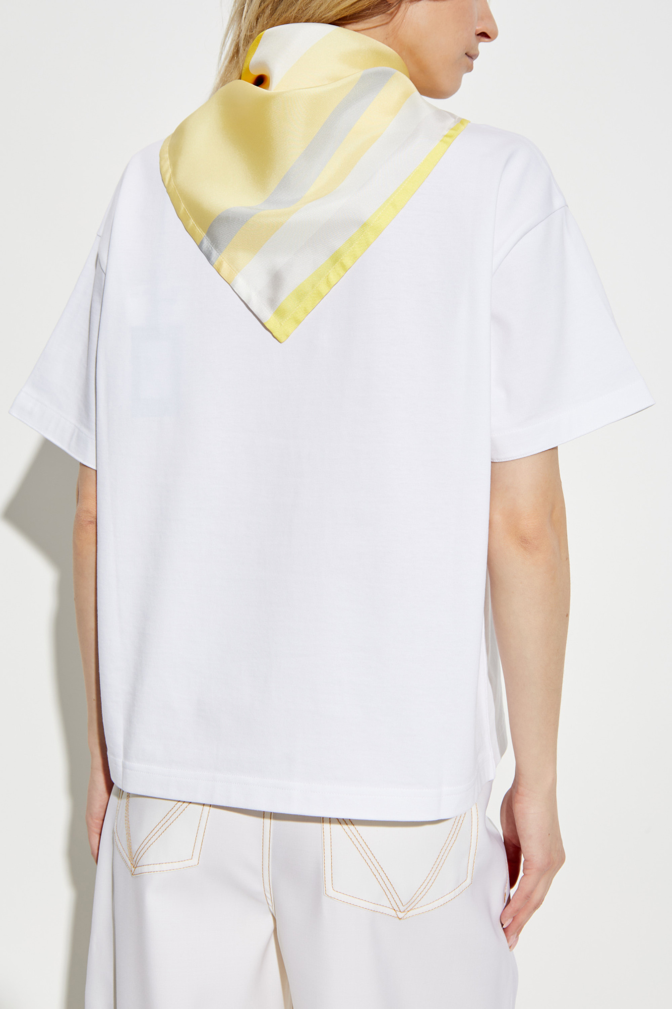 Tシャツ・カットソー BOTTEGA VENETA Women Tops 740411 WHITE Bottega Veneta Soft Cotton Jersey Crop T-Shirt with